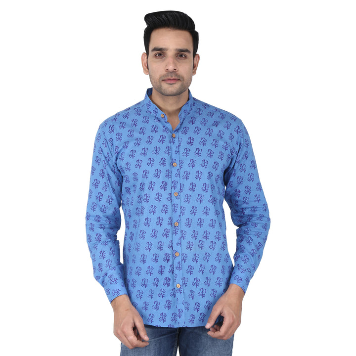 Indigo Block Print Shirt