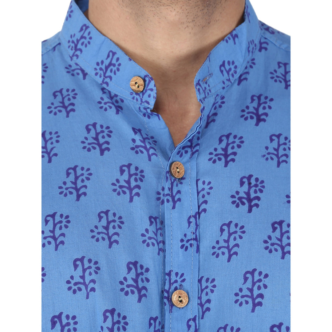 Indigo Block Print Shirt